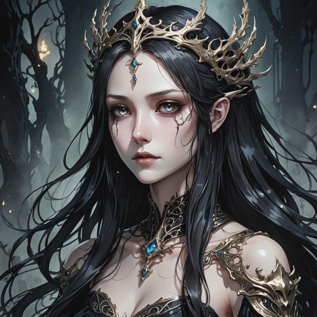 Urgathoa Portrait in Dark Fantasy Anime Style