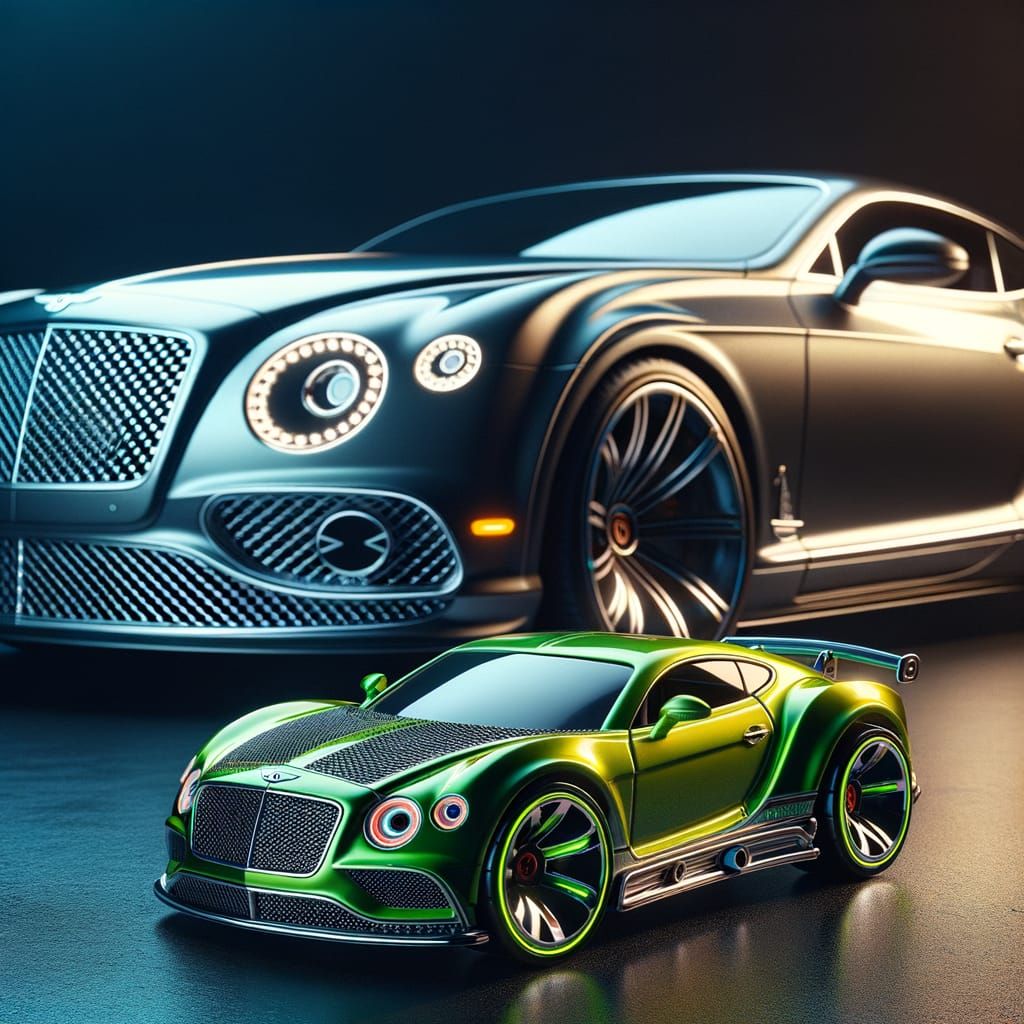 Luxury Bentley Meets Vibrant Hot Wheels in Neon Green