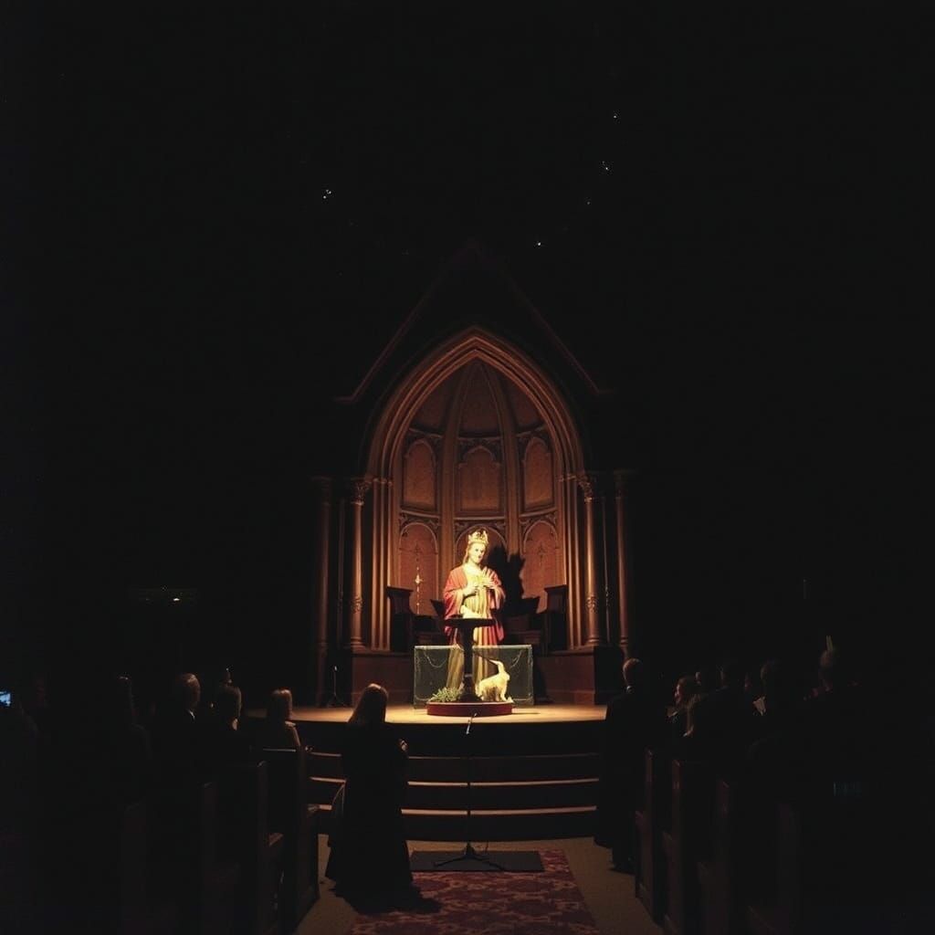 Gothic Cathedral Interior with Dramatic Lighting