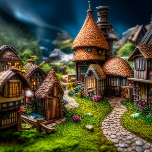 Hyperrealistic Fairy Town in Cinematic Style