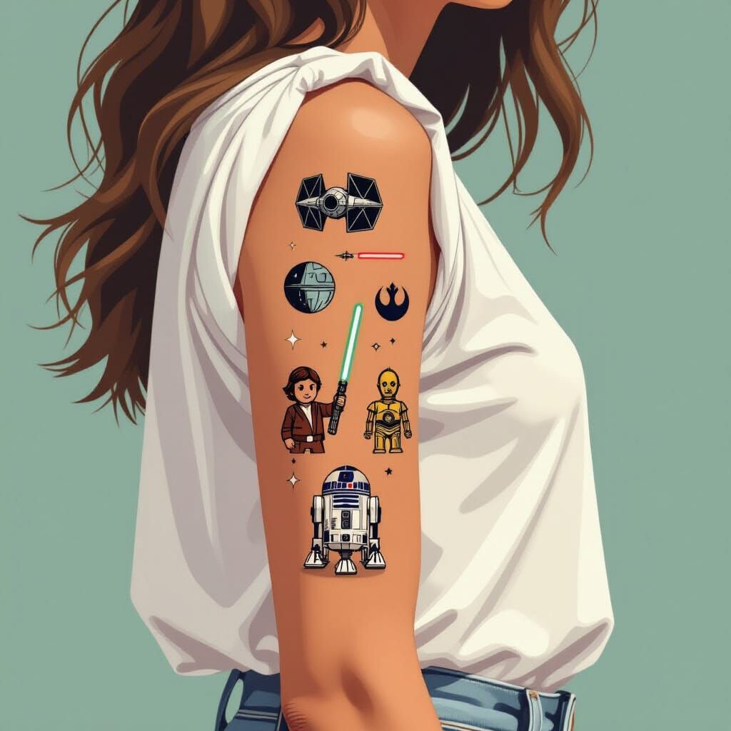 Star Wars Tattoo Sleeve in Digital Art Style