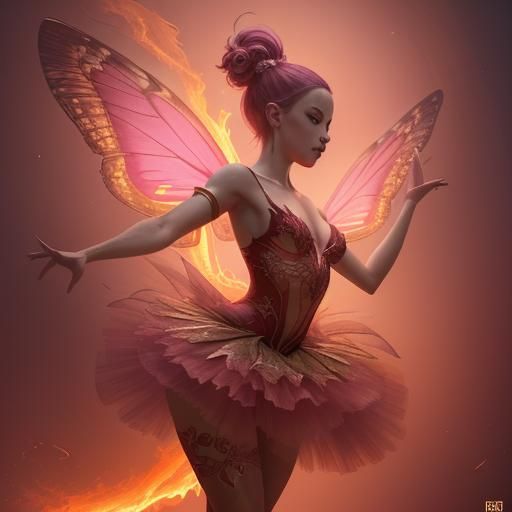 Ballerina in Fire Tutu: Fantasy Concept Art