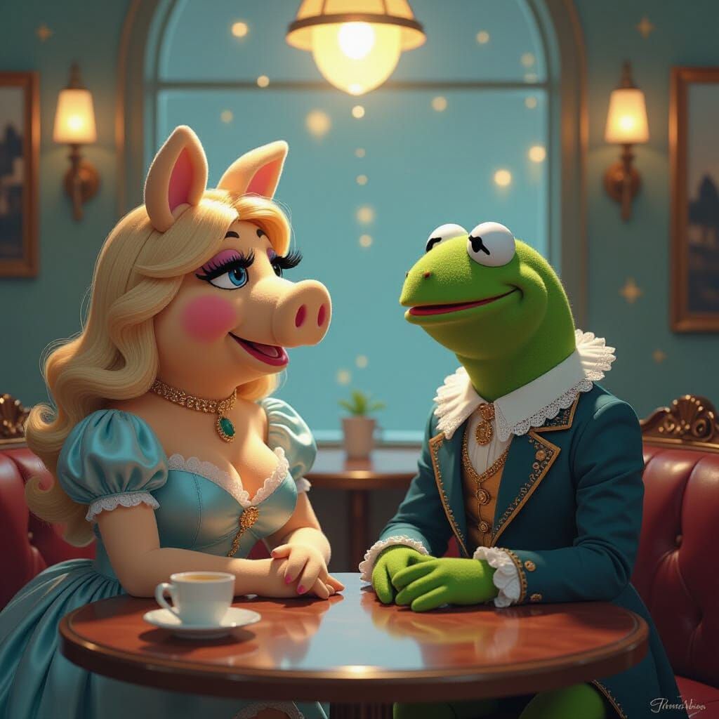 miss piggy ve kermit sohbet ediyor