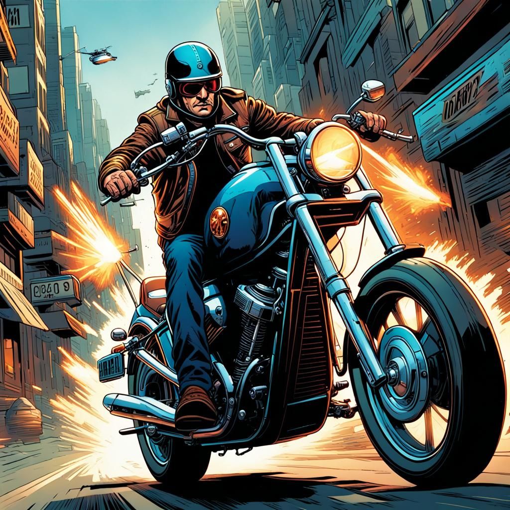 Chopper Ride: Dynamic Comic Book Illustration