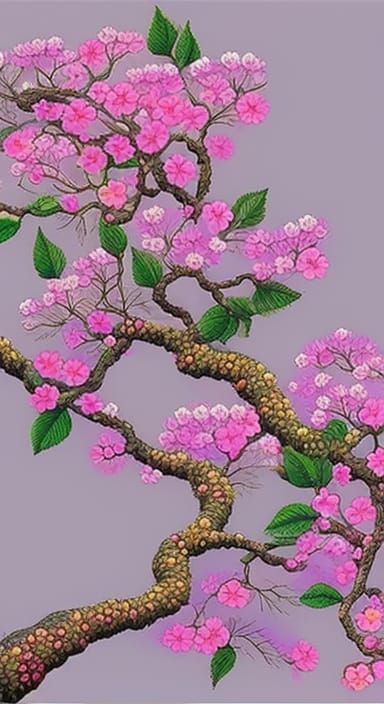 Surreal Cherry Blossom Fractal Dreamscape in Octane Render