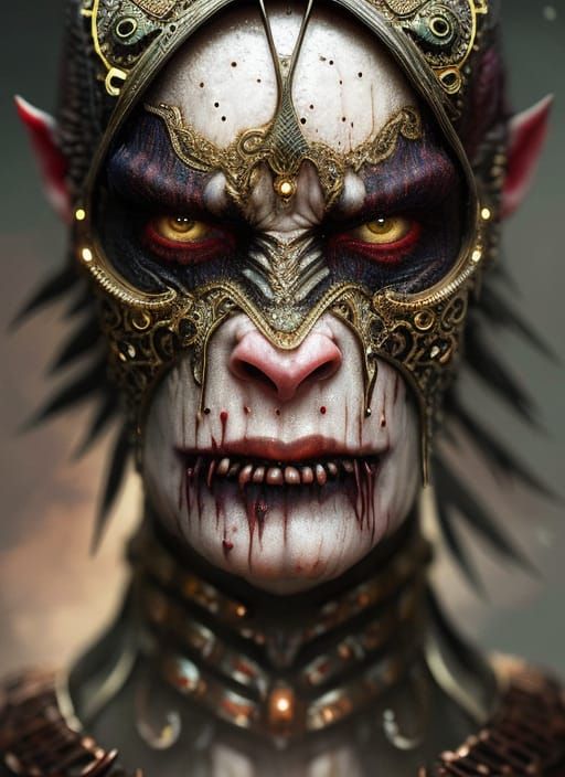 Detailed Portrait of a Scary Orc in Fantasy Art Style