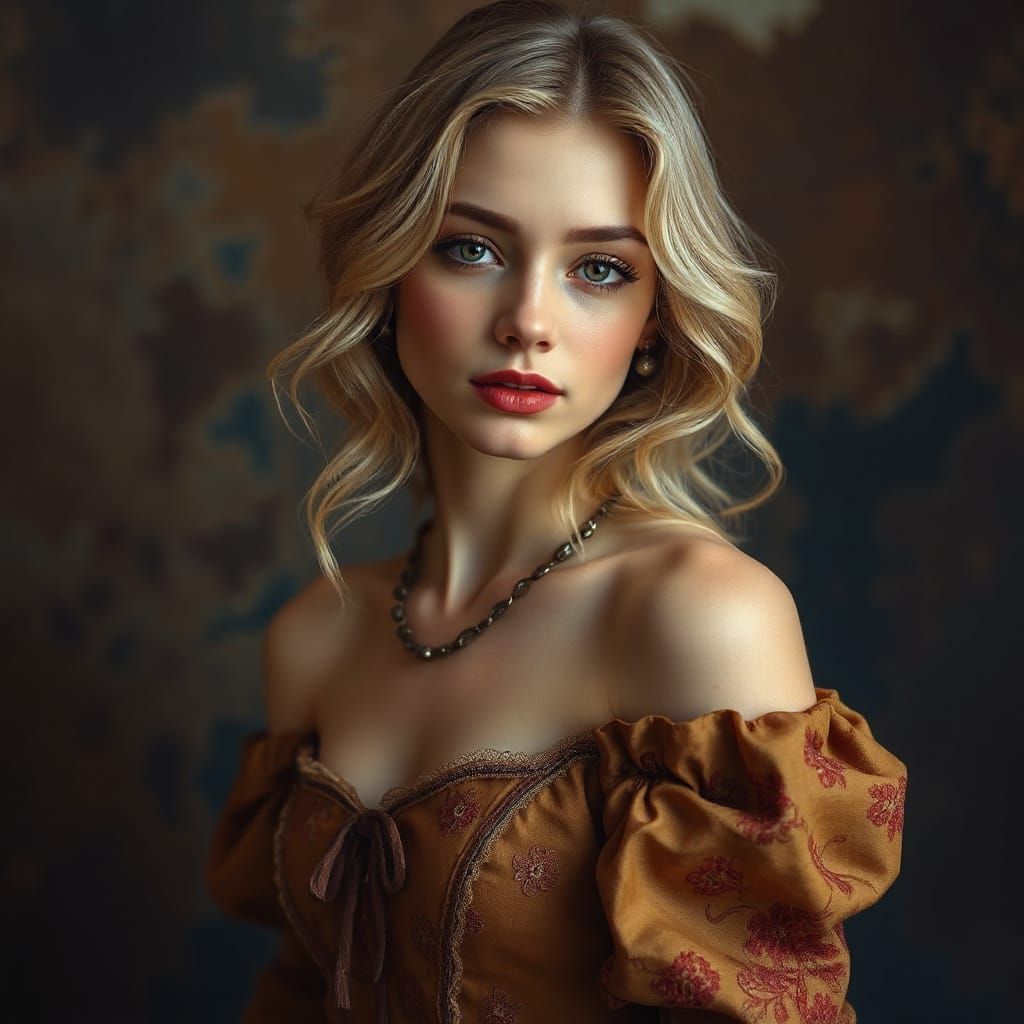 Romantic Portrait of a Woman in Vintage Gown