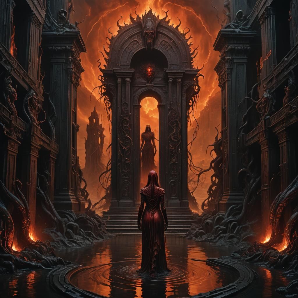 Persephone at the Gates of Hell: Dark Fantasy Art
