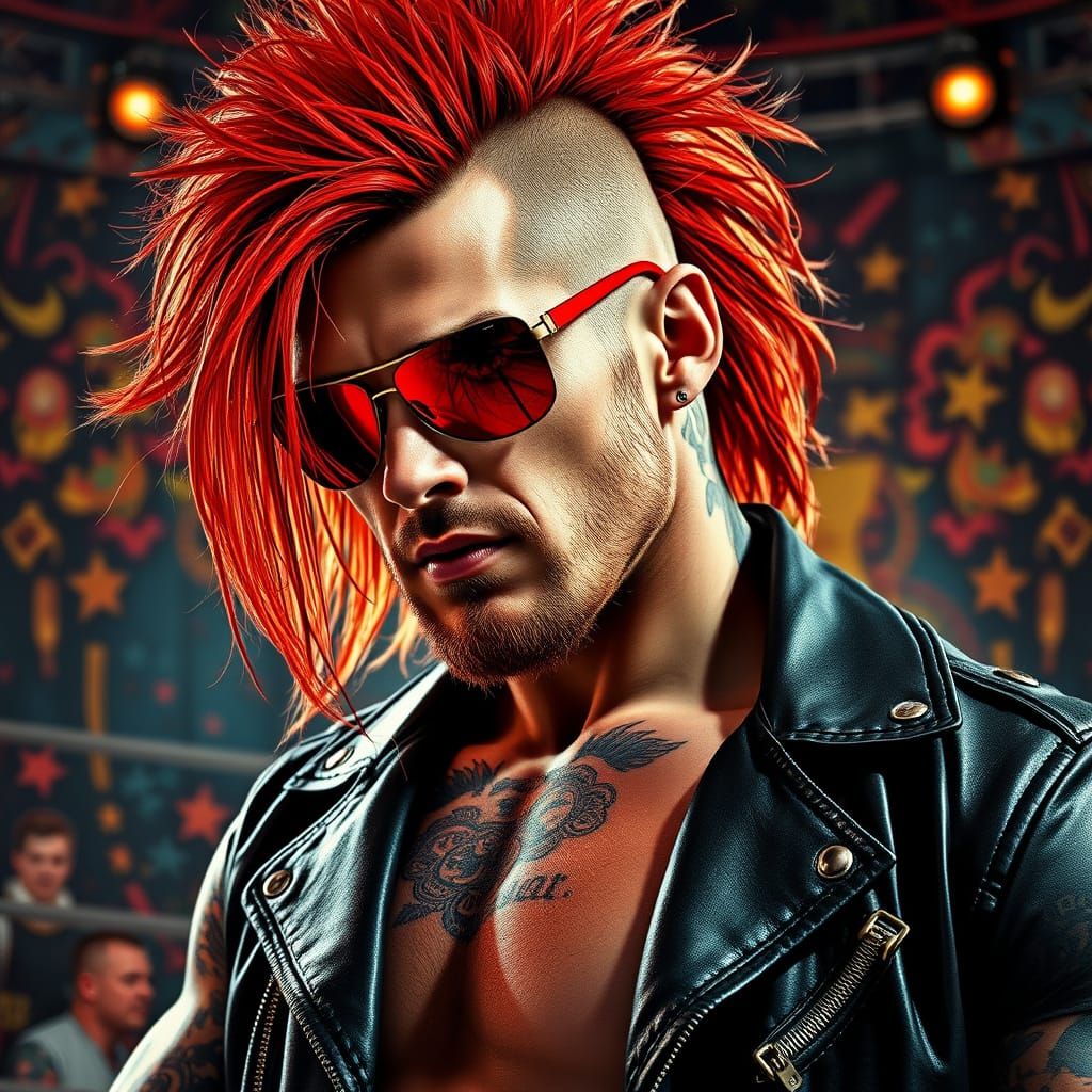 Hyperrealistic Male Wrestler in Dramatic Heroic Pose