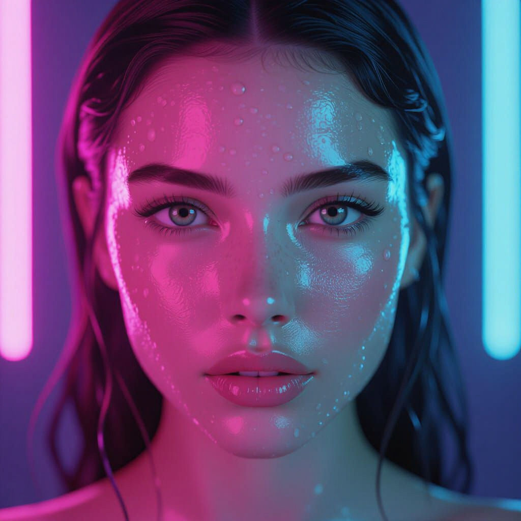 Futuristic Portrait with Neon Lighting as Digital Art