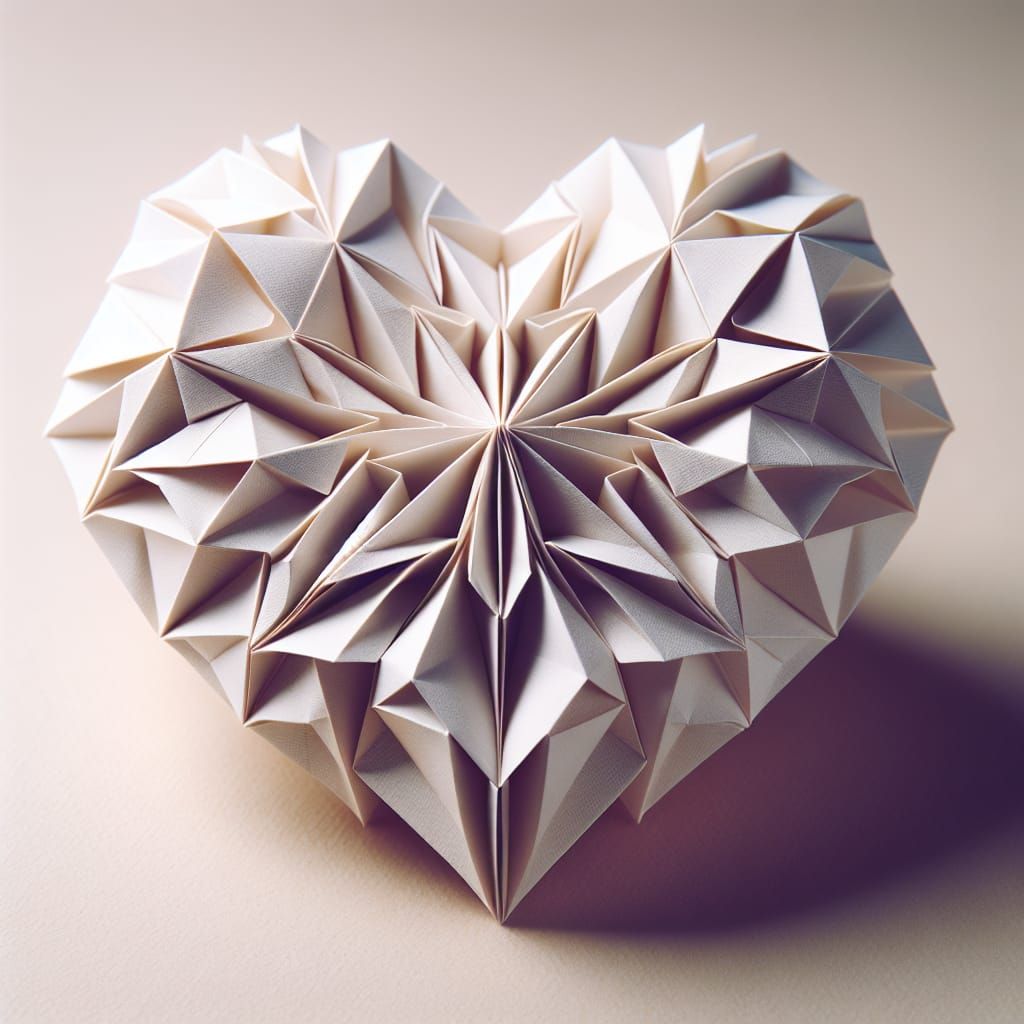 Origami Heart Crafted from Delicate Paper