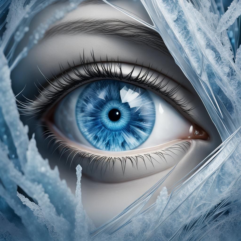 Mesmerizing Blue Ice Eye in 3D Game Style