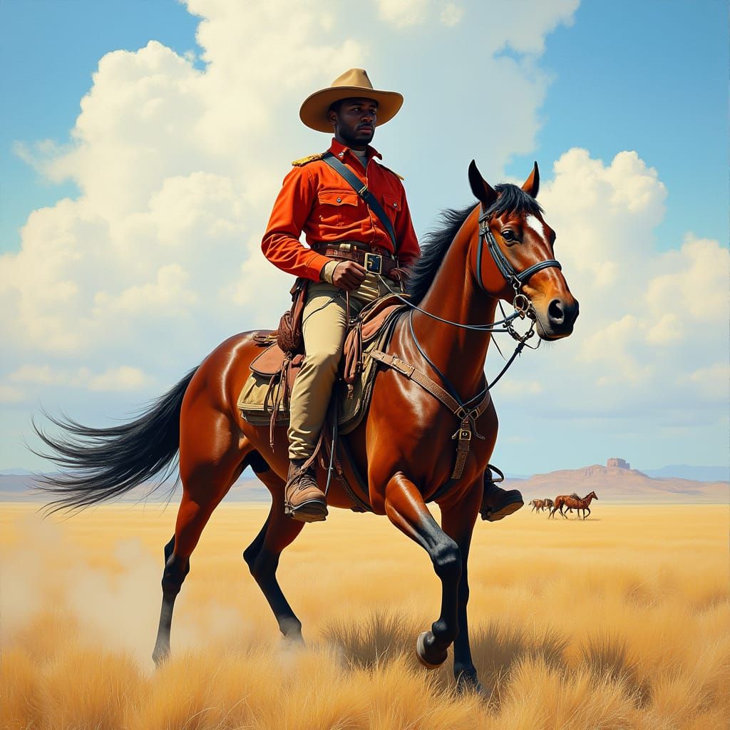 Buffalo Soldier Portrait in Vibrant Style