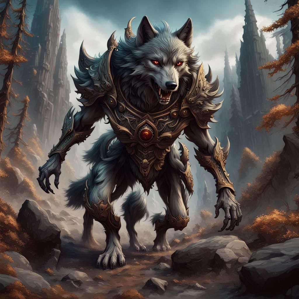 Death Personified as a Humanoid Wolf