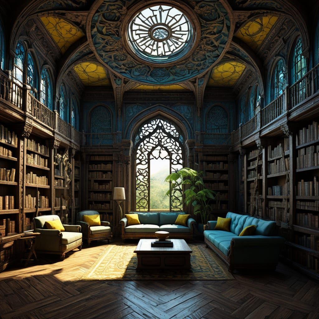 Ancient Lizard-Folk Scholars in a Grand Library