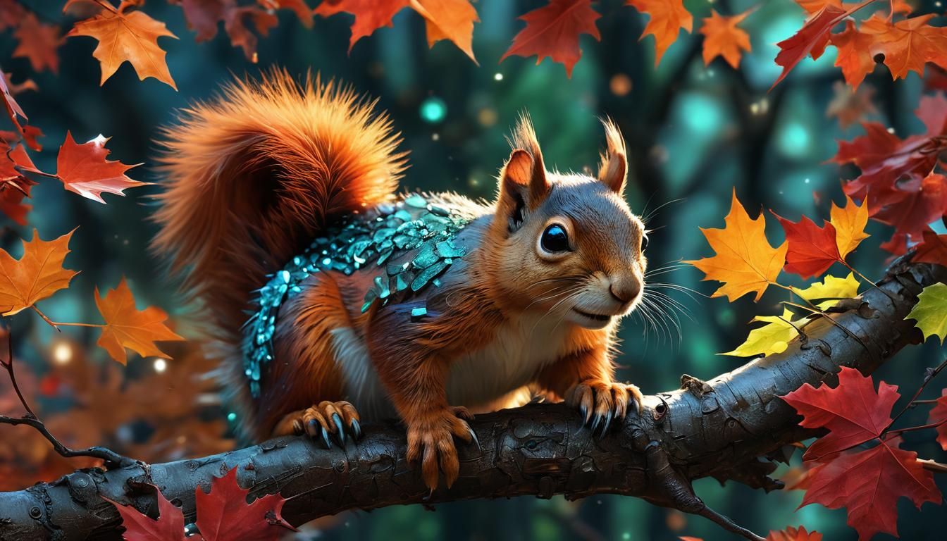 Squirrel with Emerald Nut: Hyper-Realistic Digital Art