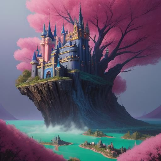 Enchanting Fantasy Castle Landscape in Disney Style