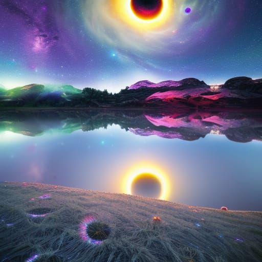 Milky Way Galaxy Garden: Psychedelic Ansel Adams Artwork