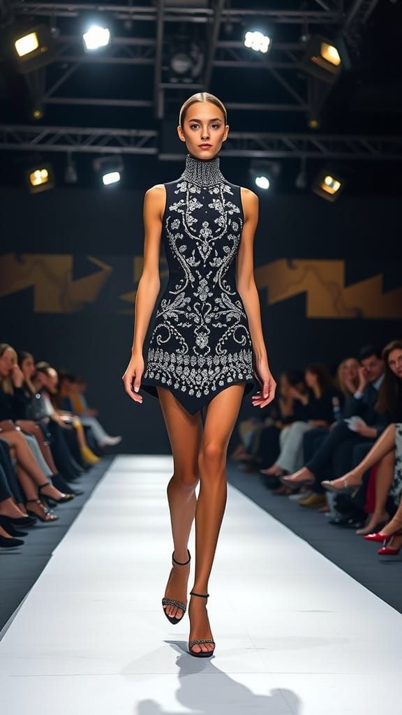 Confident Catwalk in Luxury Fashion Style