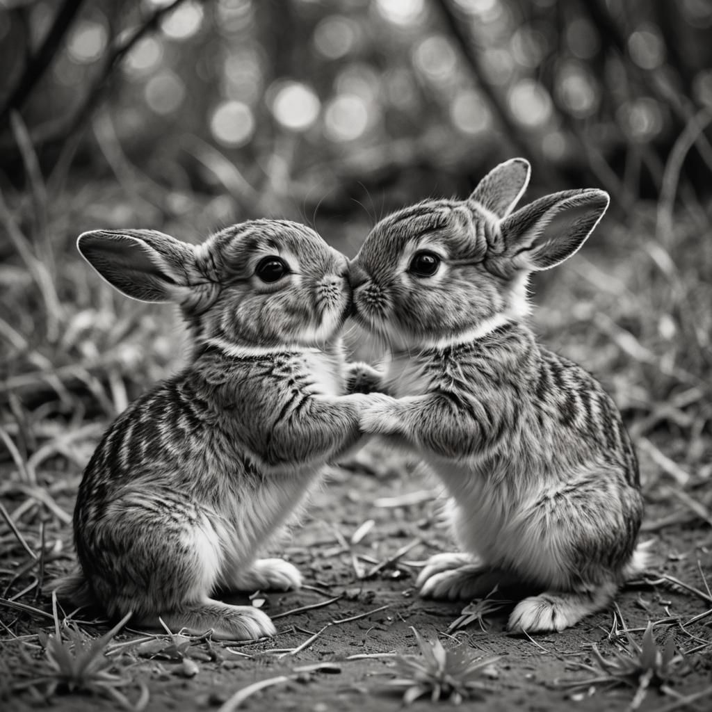 Two Adorable Baby Bunnies Share a Romantic Moment in Cinemat...