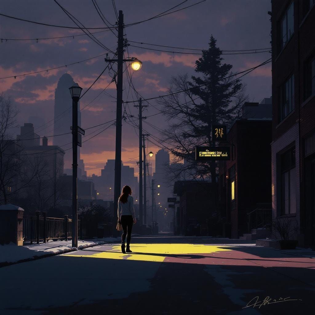 Contemplative Urban Scene in Digital Painting Style