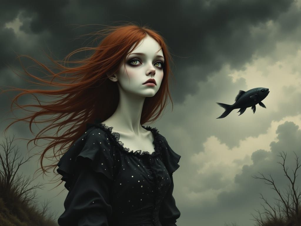 Ghostly Melancholy in a Haunting Dreamlike Scene