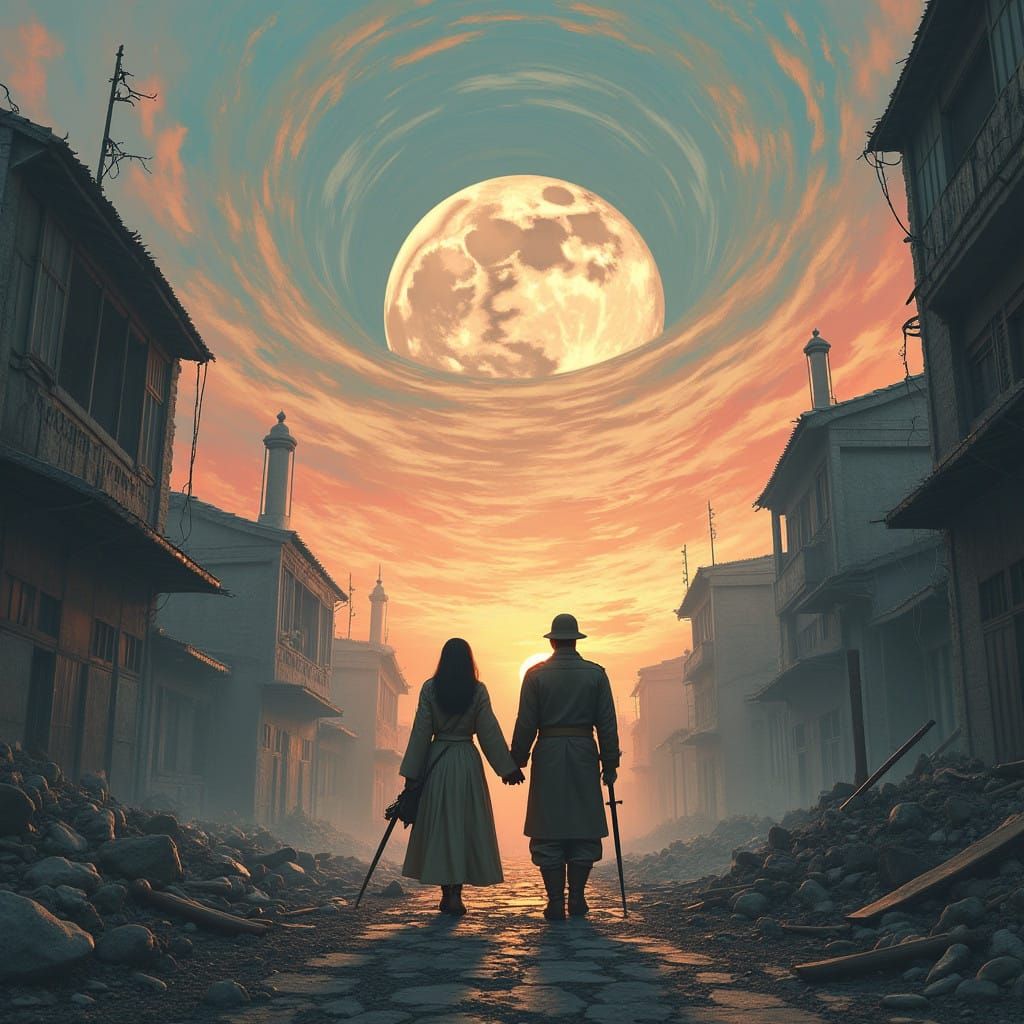 War-Torn Cityscape in Haunting Harmony