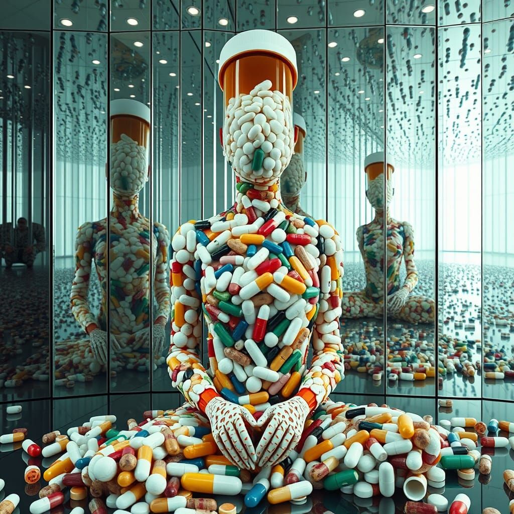 Surrealist Mosaic Woman Reveals Fragmented Form