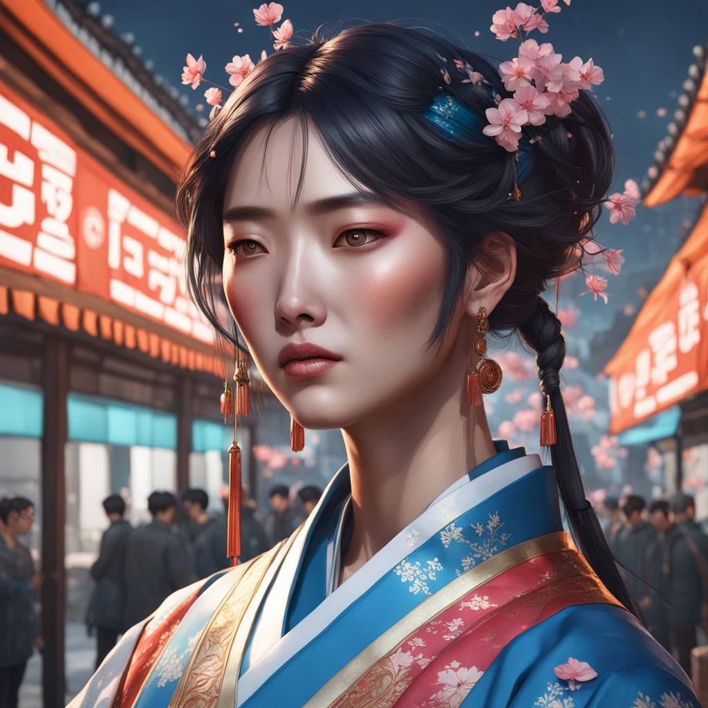 South Korea Personified: Hyperdetailed Concept Art Portrait