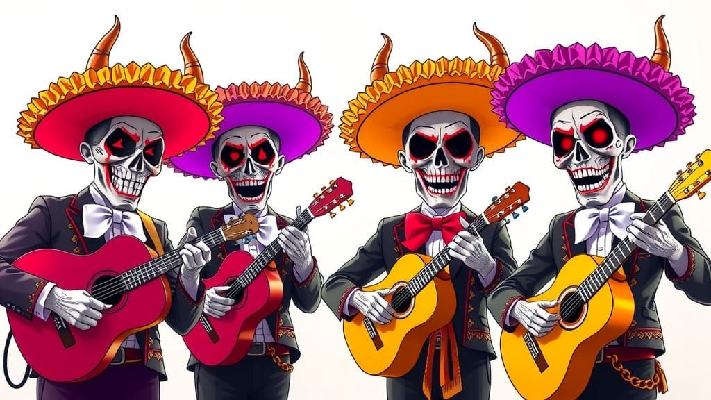 Vibrant Demon Mariachi Band in Joyful Celebration