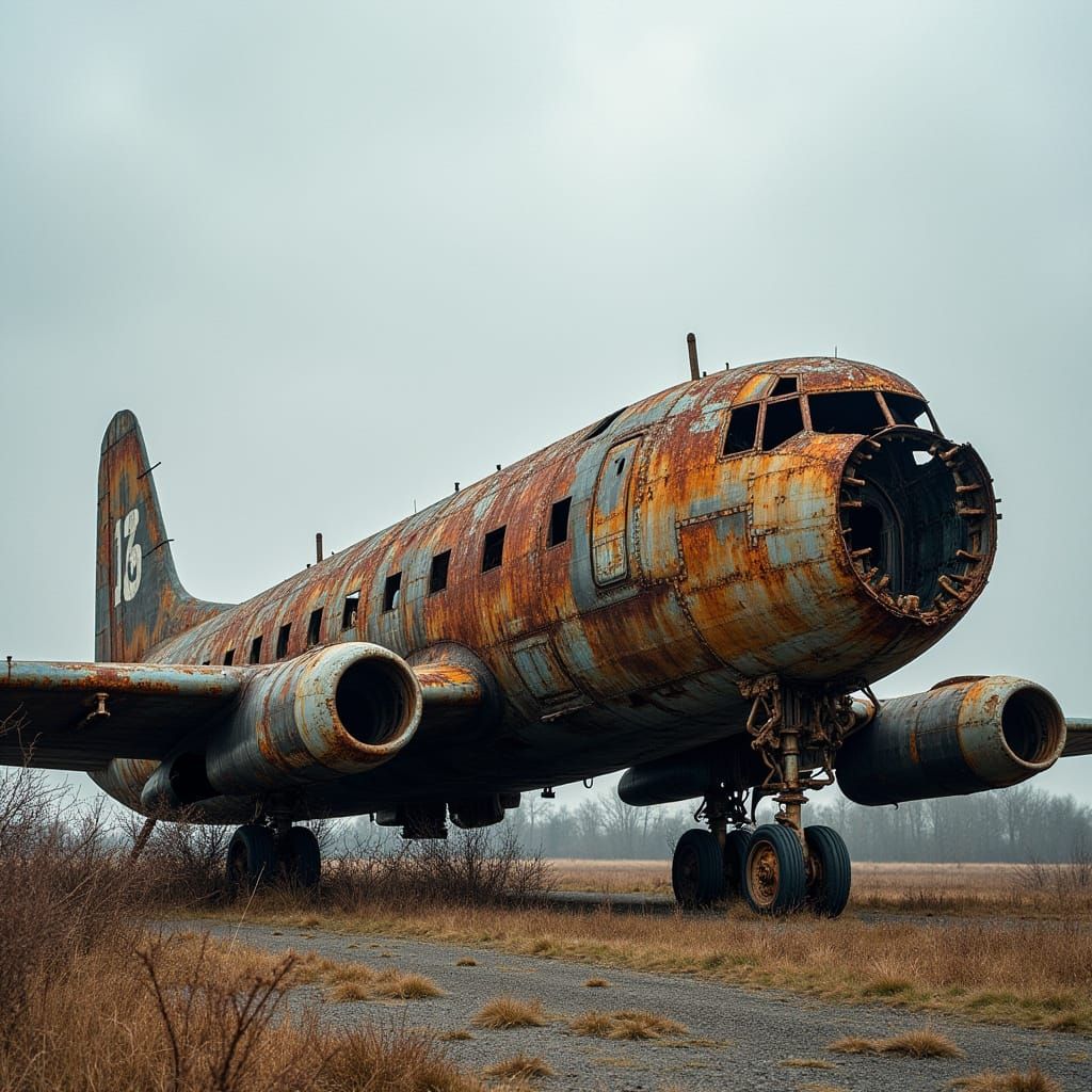 Rusted Ruins of Bombed Warplanes and Helicopters