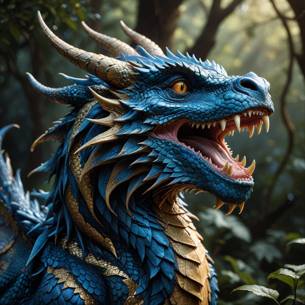 Regal Blue Dragon in Warm Natural Light
