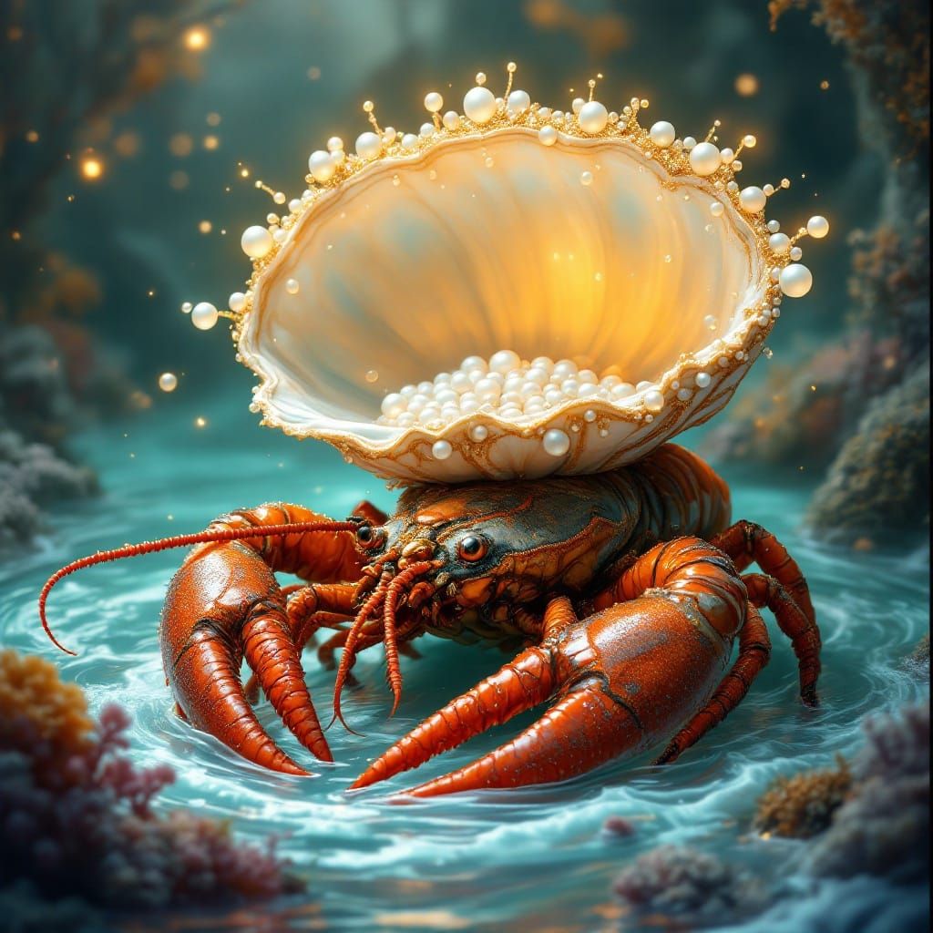 Majestic Oyster Shell on Regal Lobster Throne