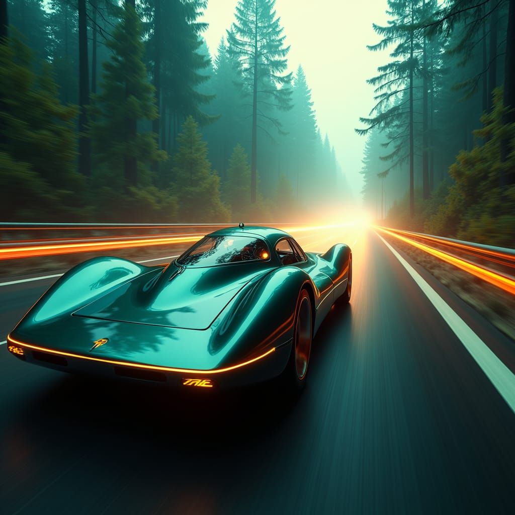 Futuristic EV Expressway: Retro Sci-Fi Landscape in Unreal E...