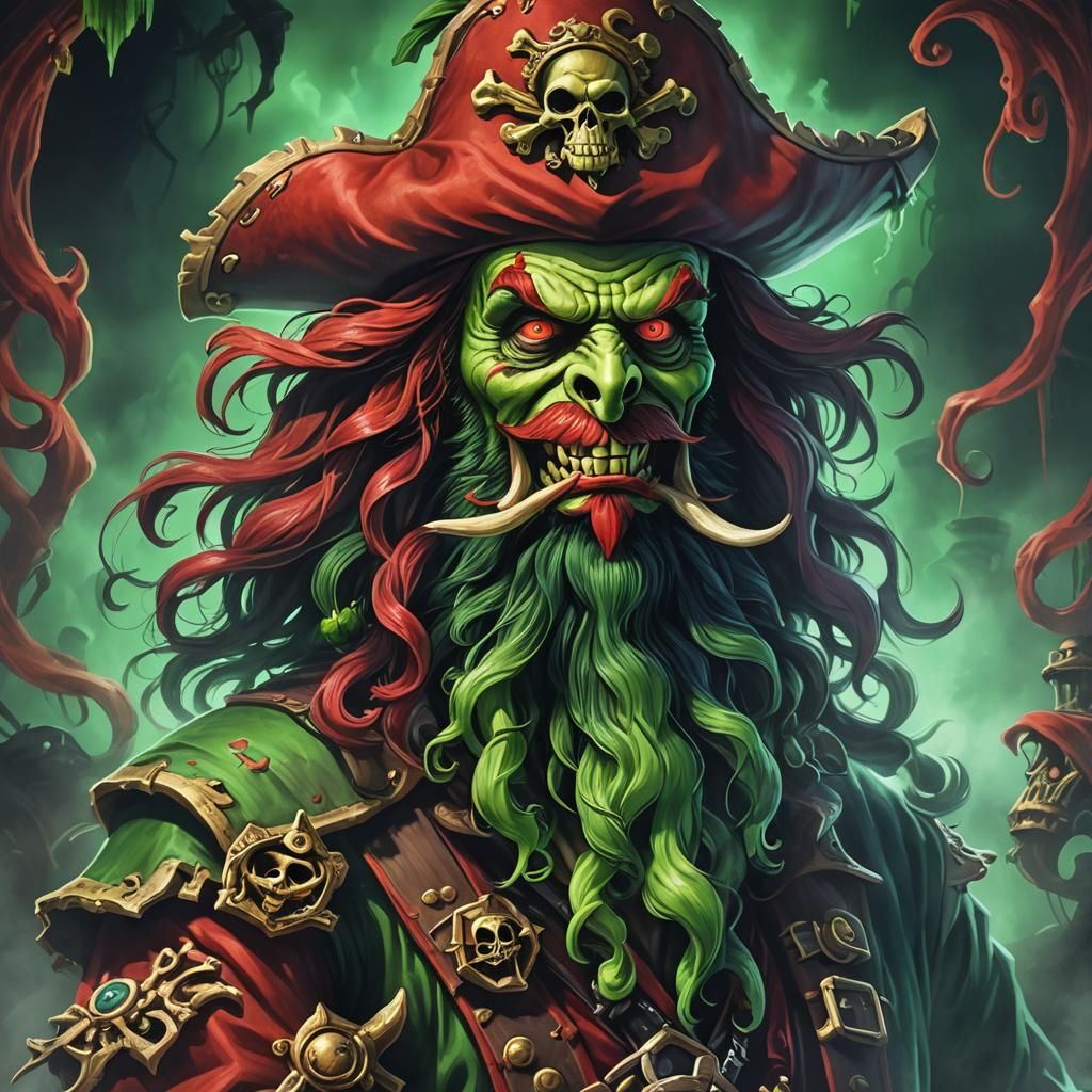 Ghost Pirate Lechuck in Airbrush Art Style