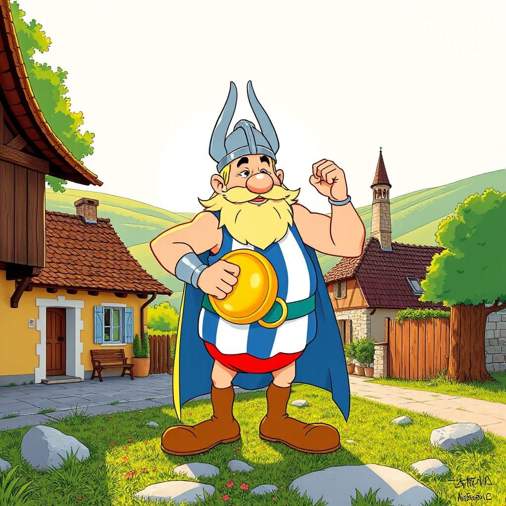 Heroic Gaulish Warrior in Classic Comic Book Style