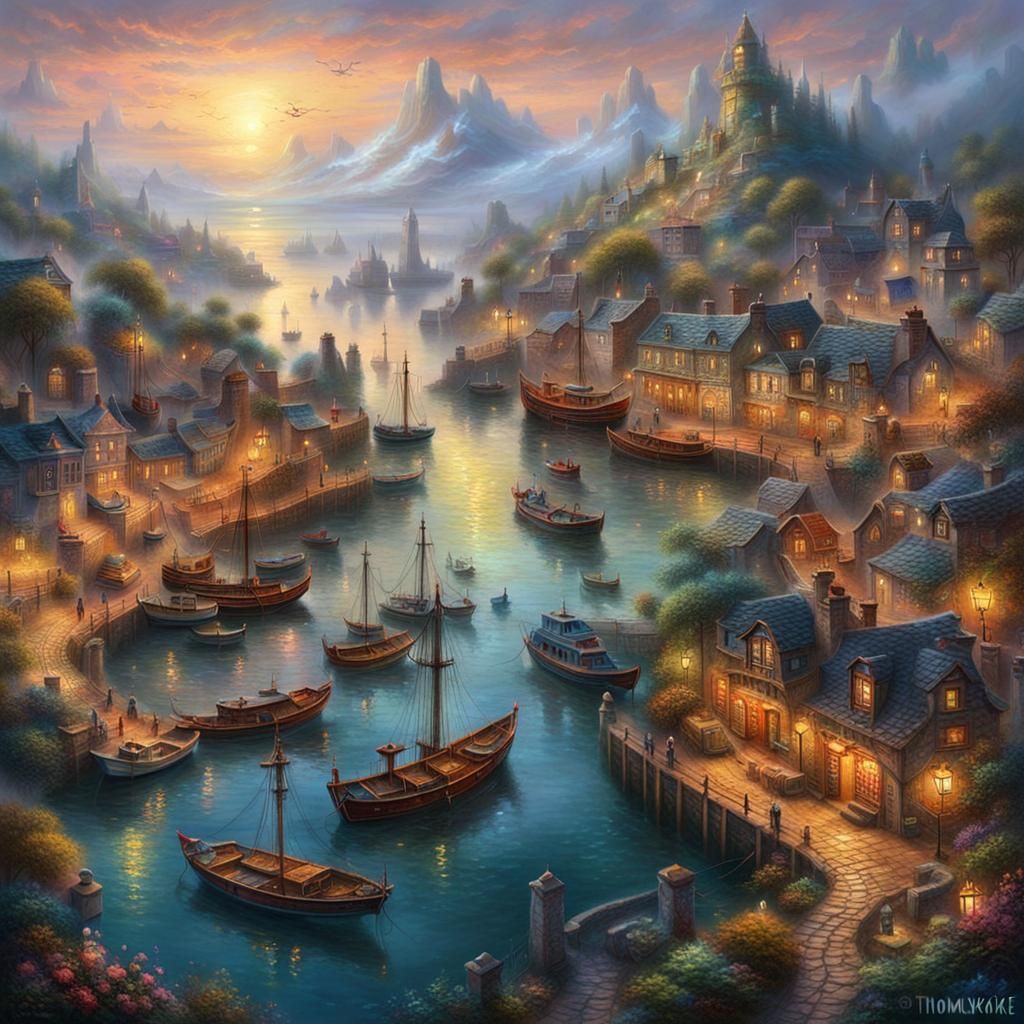 Fantasy Harbor Sunset Drone View