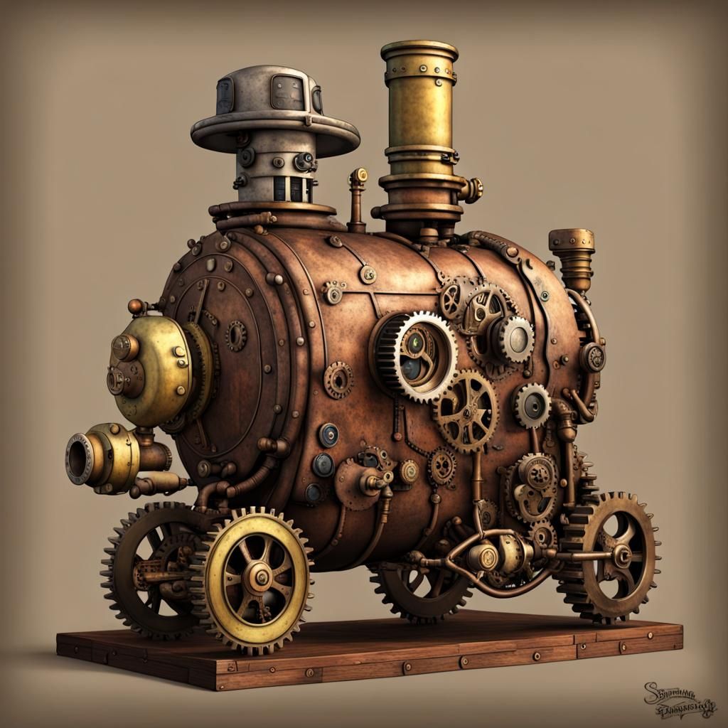 Steampunk Spongebob with Steampunk Engine