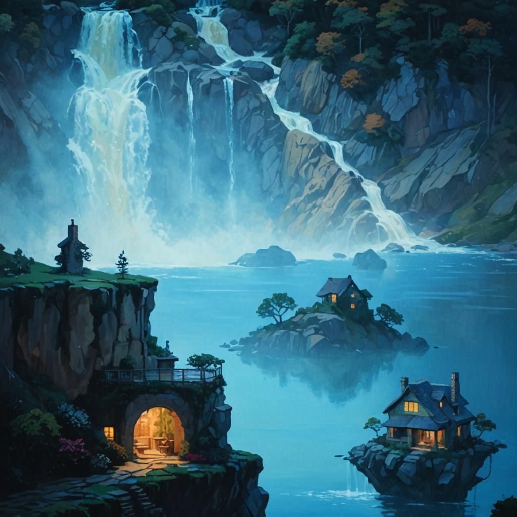 Cliffside Art Deco House in Golden Sunlight