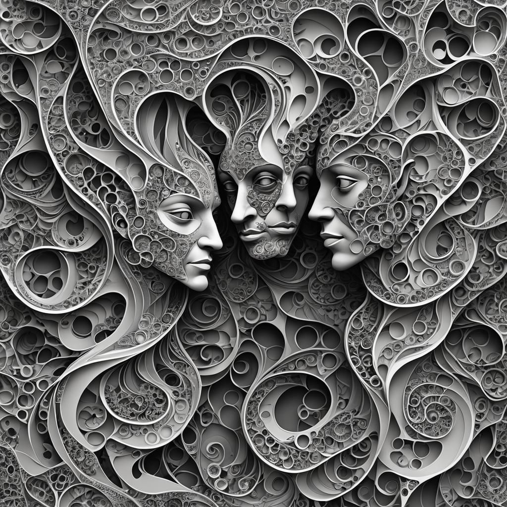 Gay Couple Embrace: Abstract Vector Fractal Art