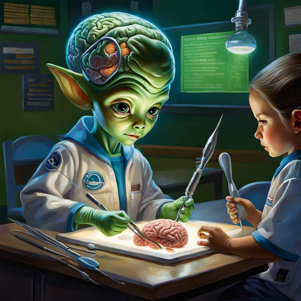 Alien Child Brain Dissection, Illustrative Art