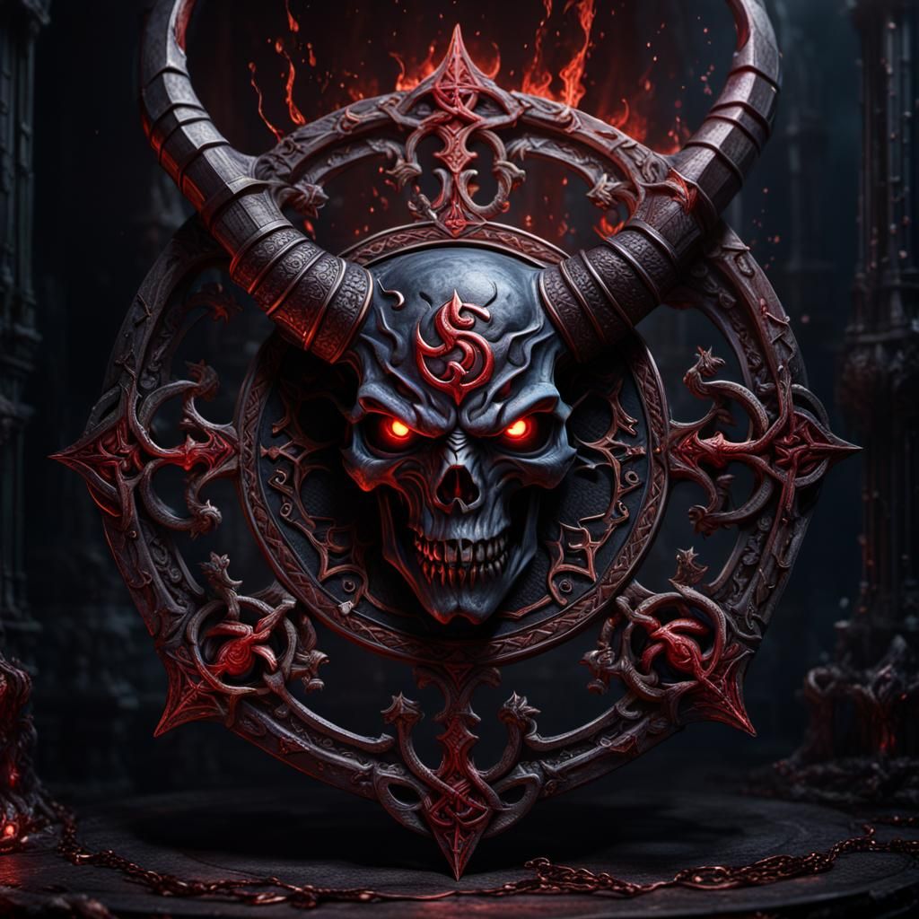 Detailed Satanic Pendant in Matte Painting Style