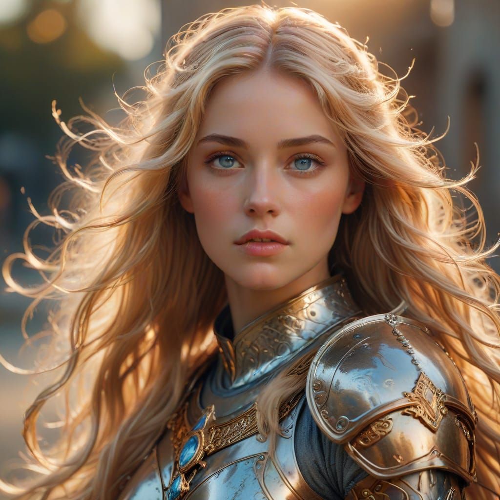 Ethereal Female Knight in Shining Armor