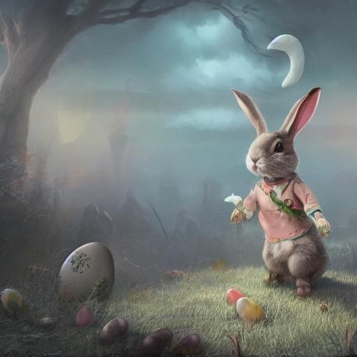 Bunny Rabbit's Easter Egg Hunt in Graveyard