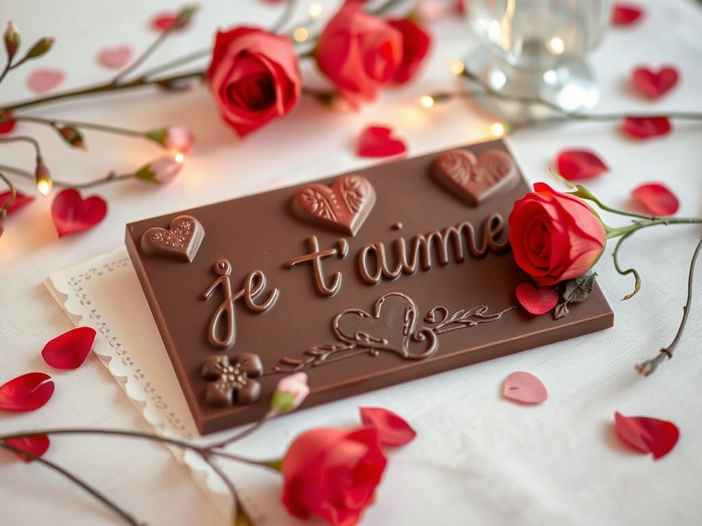 Romantic Chocolate Valentine's Card in Elegant Relief and Cu...