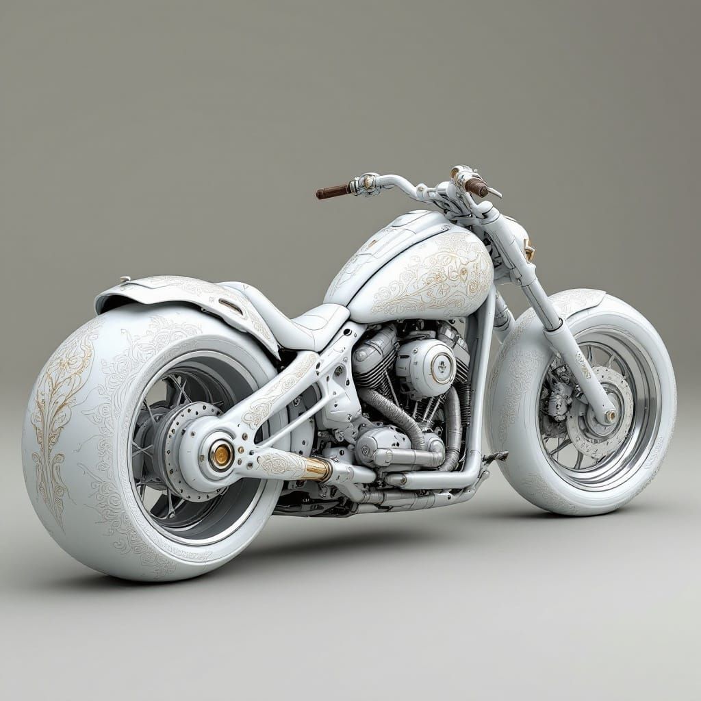 Futuristic Low Rider Bike with Biomechanical Etchings