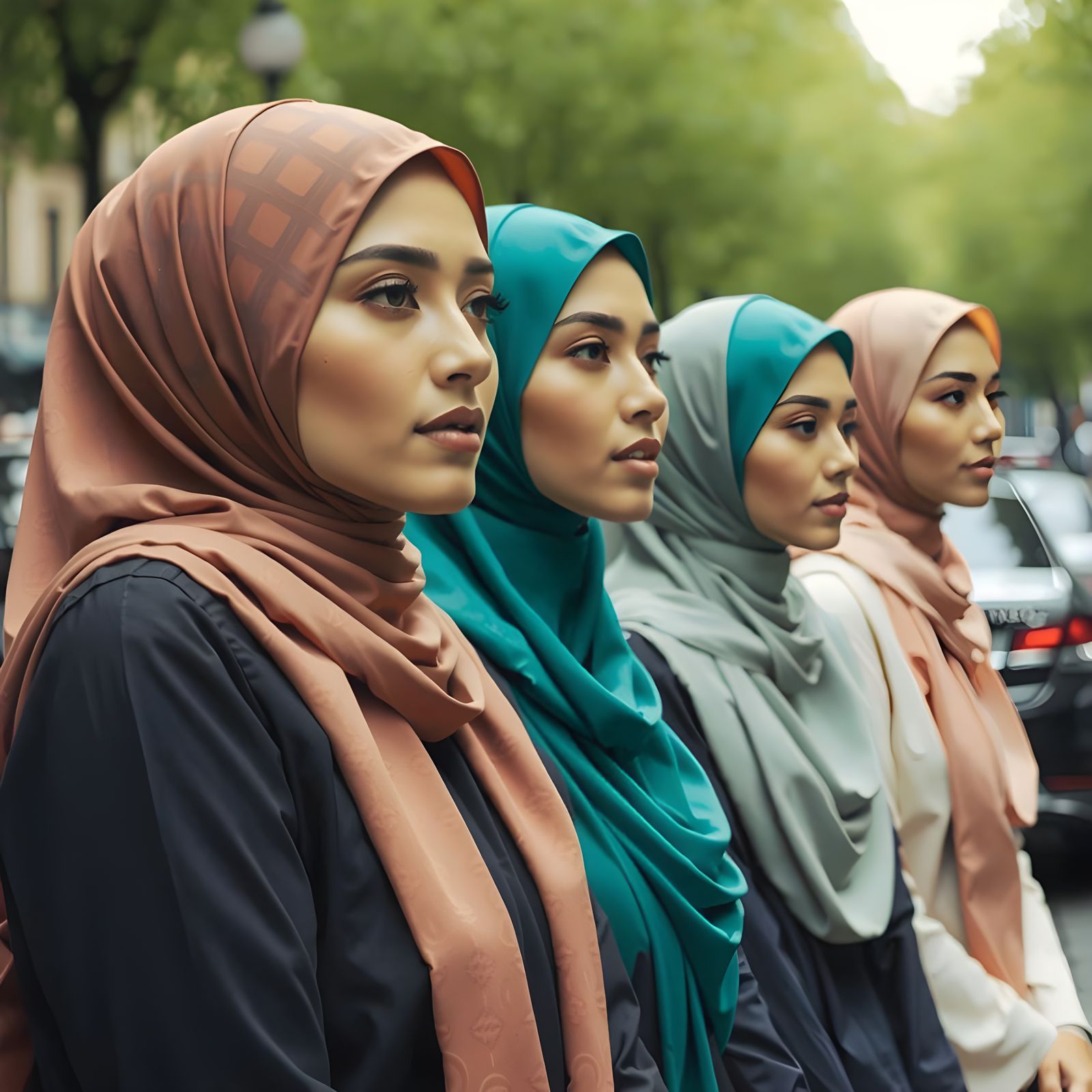 Parisian Picnic with Women in Colorful Hijabs