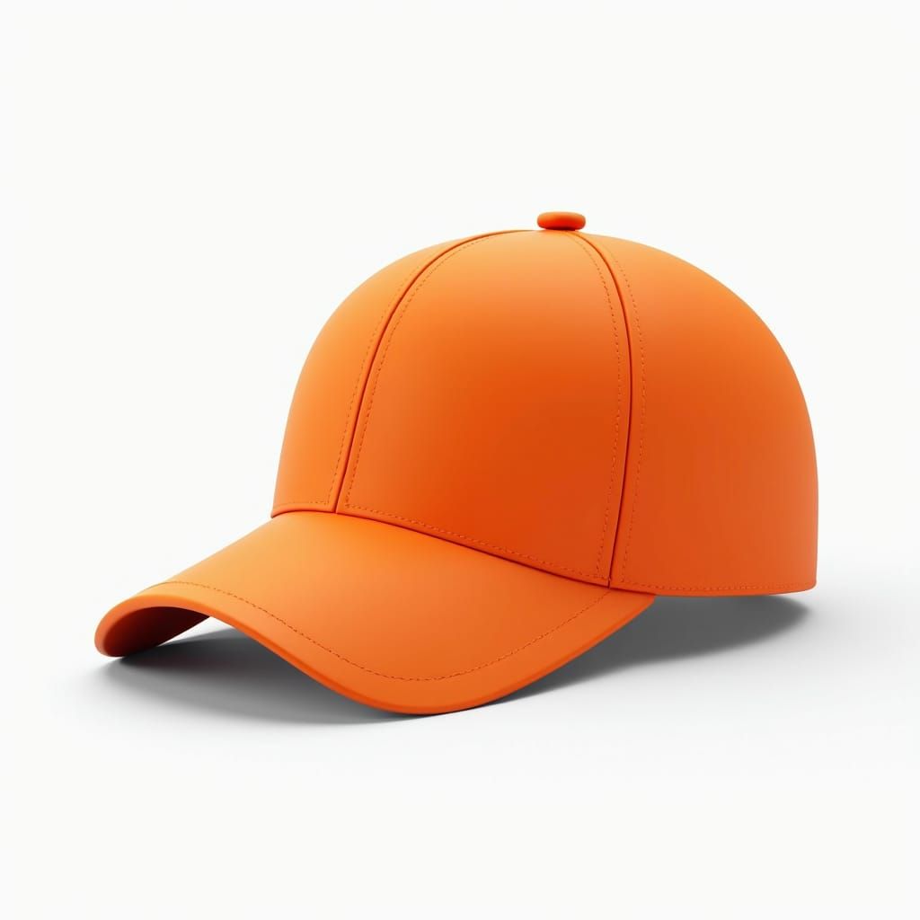 3D Orange Baseball Cap on White Background
