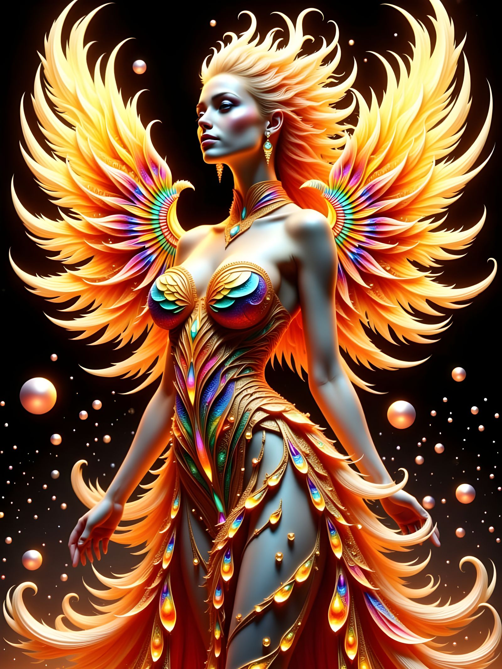 Fiery Fractal Goddess in Gold and Fire