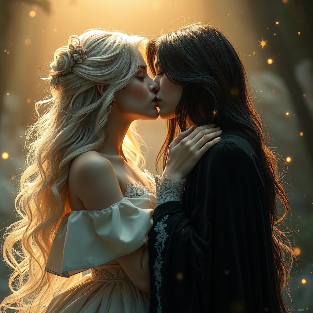 Romantic Kiss Between Life and Death